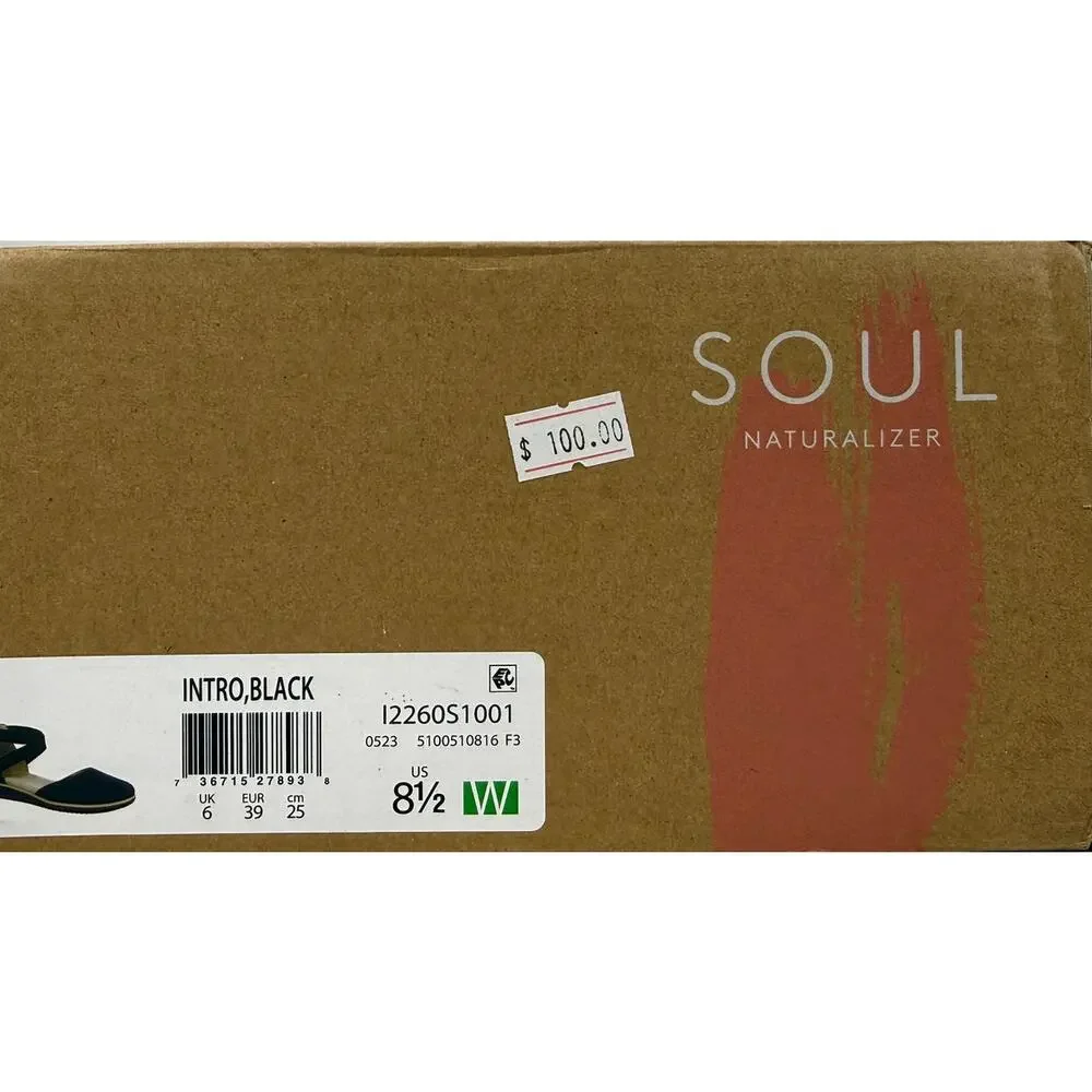Soul Naturalizer Intro Flat Wedge Womens 8.5 W Black Comfort Slip On Ankle Strap